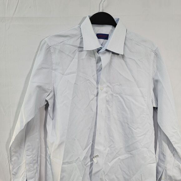 Gabbana Blue Stripes Dress Shirt Button-Up Long Sleeve Button Cuff Men's Size S - Picture 6 of 8